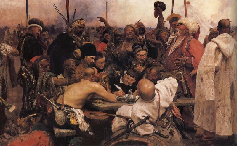 Ilya Repin The Zaporozhyz Cossachs Writting a Letter to the Turkish Sultan Spain oil painting art